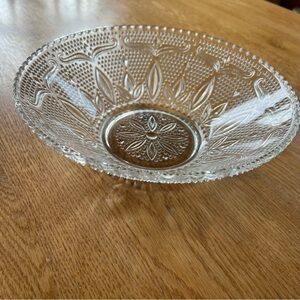 Vintage Federal Glass Heritage Clear Large Fruit Bowl 10-1/2" Centerpiece Bowl